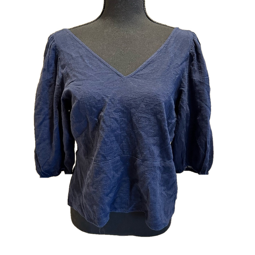 NWT VERO MODA SHORT SLEEVE BLUE TOP TIE TIE BACK DETAIL